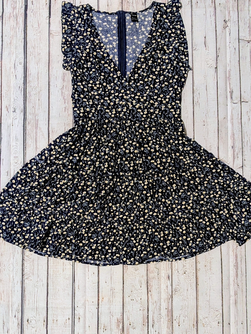 SHEIN Floral Ruffle Cap-Sleeve Fit & Flare Dress